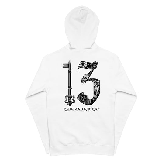 Black/White 13 Unisex fleece zip up hoodie