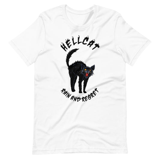 HELLCAT White Unisex t-shirt | rainandregret